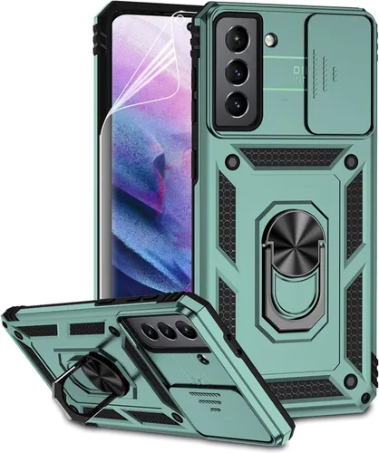 Vista 12 de Funda para Samsung Galaxy S21 con cubierta para lente de cámara, protector de pantalla HD, doble capa de grado militar, probada contra caídas