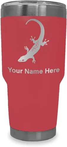 Vista 38 de LaserGram 20oz Vacuum Insulated Tumbler Mug, Gecko, Personalized Engraving Included (Black)