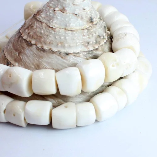Vista 2 de Columna de tubo natural de mar blanco y coral, joyería de piedras preciosas sueltas de cuentas sueltas de 15 pulgadas, piedra natural para collar