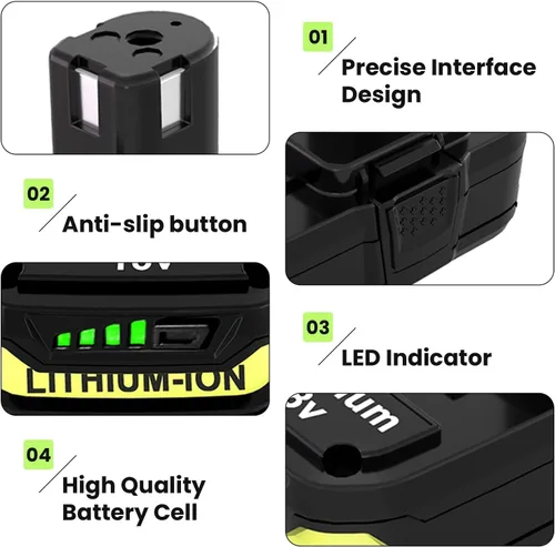 Vista 3 de 3600mAh P102 Reemplazo para batería Ryobi 18V compatible con batería Ryobi 18V P103 P104 P105 P107 P190 P109 P190 P191 P122 Herramientas eléctricas