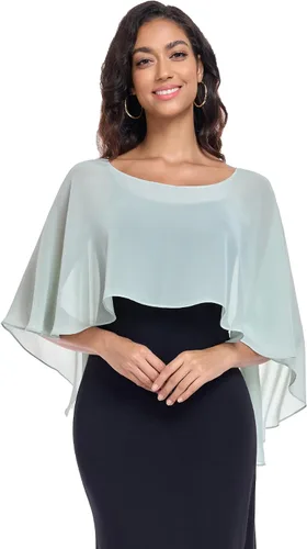 Vista 18 de Sheer Shawls and Wraps for Evening Dresses Chiffon Capes for Women Negro