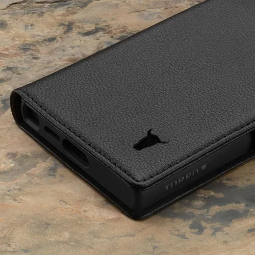 Vista 7 de Funda TORRO Compatible con Samsung Galaxy S24 Ultra 5G – Estuche tipo cartera de cuero premium con soporte y ranuras para tarjetas (negro)