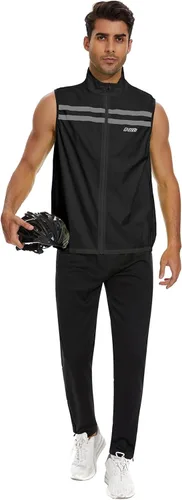 Vista 5 de bpbtti Chaleco de seguridad Hi-Viz para hombre, chaleco cortavientos sin mangas, resistente al viento y reflectante