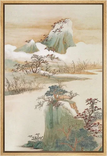 Vista 37 de NWT Impresión en lienzo enmarcado para pared, acuarela, grullas, pájaros volando, naturaleza salvaje, ilustraciones de arte moderno decorativo