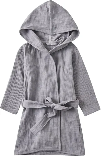 Vista 9 de Bata de baño de algodón orgánico para niños pequeños, bata de bebé suave y transpirable para niños, bata con capucha de muselina para niños y niñas