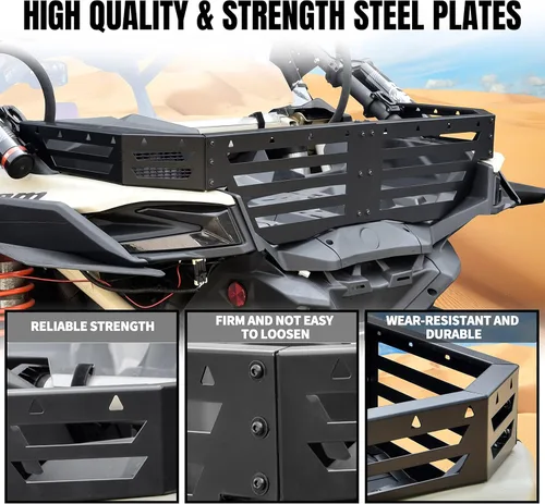 Vista 4 de Extensor de plataforma de carga trasera para Can Am Maverick X3 MAX 2017-2025 Accesorios, X3 Heavy Duty Steel Rear Cargo Bed Extender Rack Enclosure