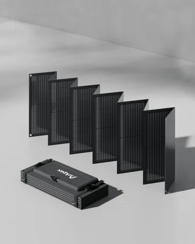 Vista 3 de Kit de panel solar plegable de 200 W, cargador solar portátil de 12 pliegues con soporte ajustable IP65 impermeable para estación de energía