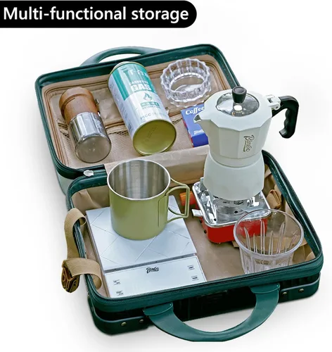 Vista 8 de Bincoo Estuche de viaje para cafetera de café barista, estuche de viaje impermeable, caja de almacenamiento para cafetera con cómodo cinturón