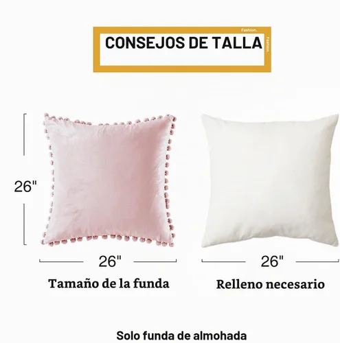 Vista 4 de Top Finel juego de 2 fundas decorativas con pompones para almohada euro, de terciopelo suave, lisas, para sofá, dormitorio o automóvil, 26 x 26 Rosa