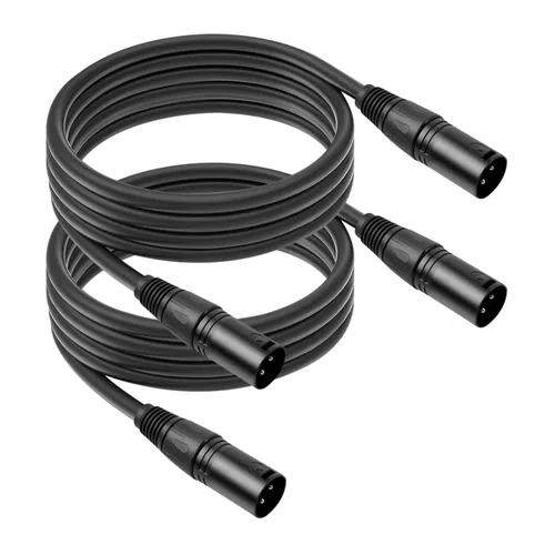 Vista 13 de Paquete de 2 cables de micrófono XLR macho a macho de 3 pines, cable de audio equilibrado profesional con cobre sin oxígeno, conectores chapados