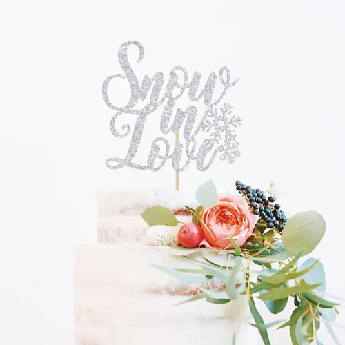 Vista 3 de Decoración para pastel de nieve enamorada, decoración de despedida de soltera de invierno, temática de invierno, compromiso, boda, aniversario
