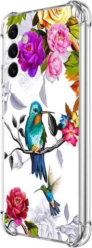 Vista 23 de Funda para Galaxy A54, hermosa protección contra caídas de flores rosas, a prueba de golpes, carcasa protectora de cuerpo completo resistente a