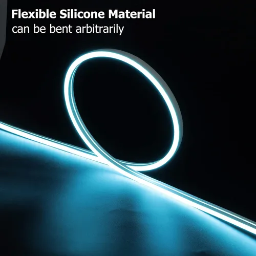 Vista 3 de Tira de luces de neón de 16.4 pies con control remoto regulable y adaptador, tira de luces LED inteligentes inteligentes flexibles impermeables