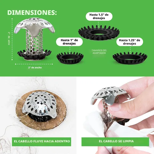 Vista 8 de SinkShroom Protector de drenaje de lavabo de baño ultra revolucionario, acero inoxidable con tapón