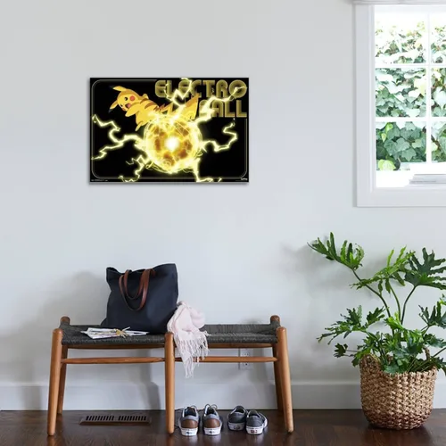 Vista 3 de Trends International Pokémon - Póster de pared de Pikachu, 22.37 x 34.00 pulgadas, lienzo estirado