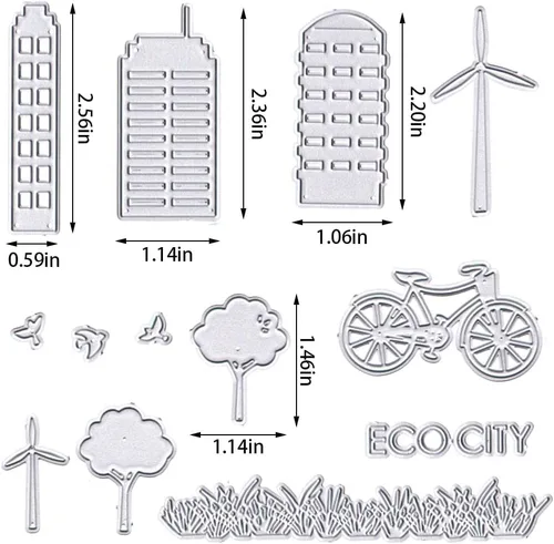 Vista 2 de Troqueles ecológicos para hacer tarjetas, ECO City Building Bike Troquel para álbumes de recortes, papel, manualidades, decoración, álbum