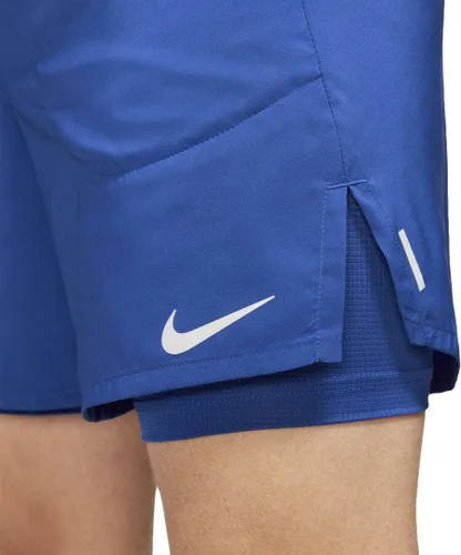 Vista 3 de Nike Pantalones cortos para correr Flex Stride 7" 2 en 1 Dri-Fit para hombre (as1, Alpha, s, Regular, Azul - Negro, S, Ajuste regular)