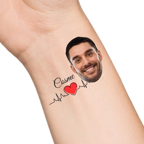 Vista 30 de Tatuajes temporales personalizados con texto de nombre, tatuaje temporal personalizado con logotipo fotográfico para adultos, parejas, mujeres