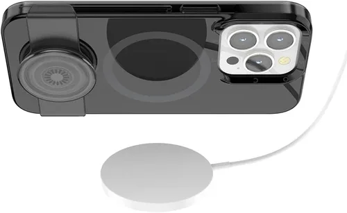 Vista 7 de PopSockets Funda negra para iPhone 12 y iPhone 12 Pro con agarre y deslizamiento para teléfono compatible con MagSafe