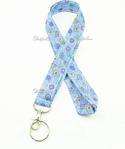 Vista 2 de Pavo Real Tela cuello Lanyard Llavero para Llave/ID/Cell Phone Holder