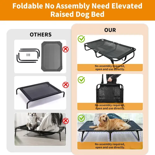 Vista 8 de Catre elevado plegable para perro, no necesita montaje, cama elevada plegable impermeable para perros, cuna para perros al aire libre, cama hamaca