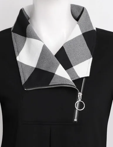 Vista 3 de VALOLIA Sudadera casual de manga larga con cremallera y solapa para mujer, túnica a la moda