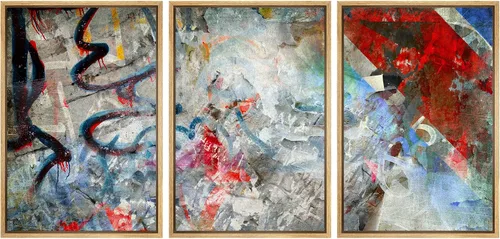 Vista 135 de wall26 Lienzo enmarcado para pared, juego de arte de acuarela pastel, paisaje rural, ilustraciones con formas abstractas, arte moderno, decorativo