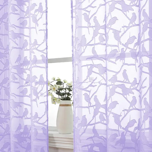 Vista 67 de OVZME Anji Clip Voile Sheer Tiers RD 2X30X36 Negro
