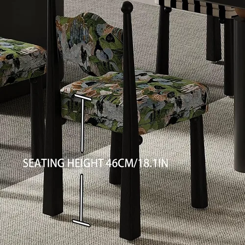 Vista 7 de Wooden Dining Room Chairs, Linen Fabric Dining Chairs Set, Accent Chairs with Backrest, Medieval Armless Makeup Chair, for Kitchens, bedrooms color1