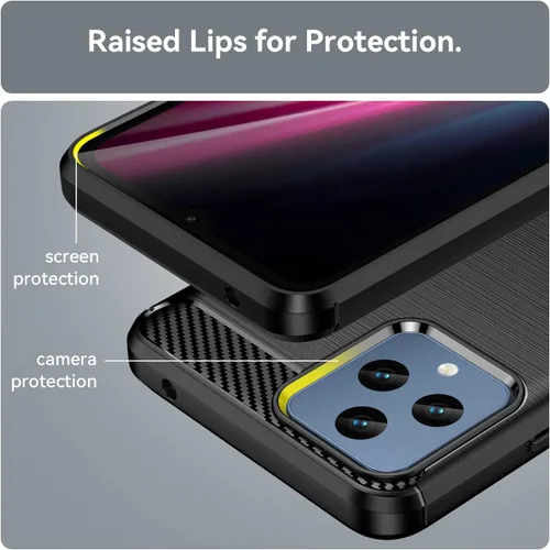 Vista 5 de Osophter Funda para T-Mobile Revvl 6 5G con 2 unids Protector de pantalla Absorción de golpes Flexible TPU Caucho Protector de teléfono celular