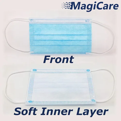 Vista 2 de MAGICARE Mascarilla facial para niños (50 unidades), mascarillas desechables para niños, 3 capas, jóvenes de 4 a 12 años, suaves, cómodas