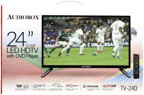 Vista 3 de Audiobox TV-24D LED HDTV y monitor de 24 pulgadas, con reproductor de DVD integrado, HDMI, USB, CA/CC, DVD/CD/CDR de alta resolución para RV