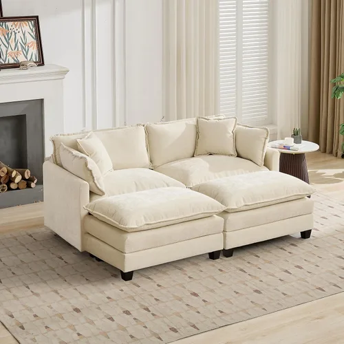 Vista 315 de Sofá seccional modular verde de 111.5", sofás seccionales grandes de 3 plazas para sala de estar, sofá nube oversized de tela chenille con otomana
