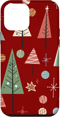 Vista 12 de Funda decorativa para iPhone 14 Retro de mediados de siglo para árbol de Navidad