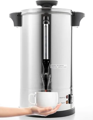 Vista 10 de SYBO Urna de café de 45 tazas, cafetera de percolado de acero inoxidable de grado comercial, filtro extraíble, fácil de limpiar, urna de agua