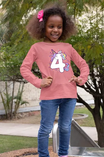 Vista 7 de Camisetas de unicornio para 4º cumpleaños para niñas pequeñas, camiseta de 4 años y cuarto