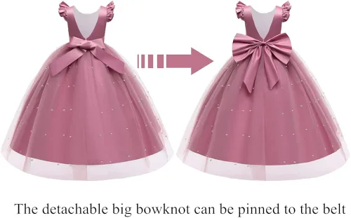Vista 6 de Cichic Elegantes vestidos largos para niñas pequeñas y grandes, para fiesta de cumpleaños, boda, concurso, graduación, graduación, graduación, 4-14