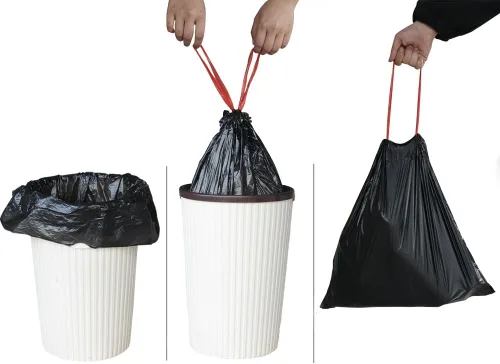 Vista 3 de Teyyvn Bolsas de basura negras con cordón, 4 galones, 220