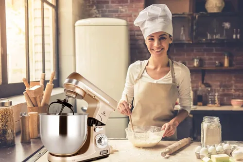 Vista 9 de Professional - Mezclador MK37A 500W, recipiente 5-Qt, 6 velocidades, con cabezal inclinado, máquina eléctrica para mezclar alimentos, Champán