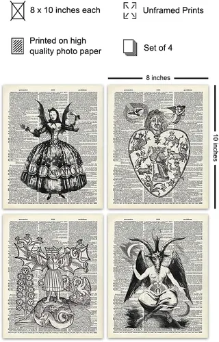 Vista 2 de Decoración gótica – Decoración gótica de habitación – Wicca, brujería, Wiccano, diablo, satanás, Ouija, juego mágico negro – Decoración medieval