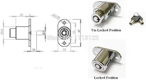 Vista 4 de Cerraduras de émbolo para gabinetes de alta seguridad (con llave similar)