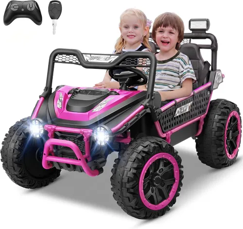 Vista 11 de Hikole Juguetes de paseo de 2 plazas de 24 V para niños grandes, camión eléctrico UTV con control remoto, asiento XXXL de 22 pulgadas, ruedas