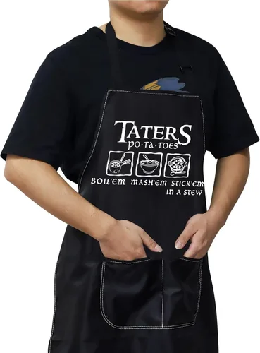 Vista 5 de WZMPA Divertido delantal de cocina Taters Patatas Hervir 'Em Mash' Em Stick' Em en un delantal ajustable con bolsillos