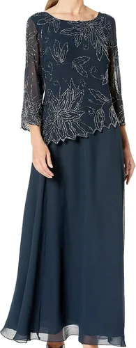 Vista 13 de J Kara Vestido con cuentas florales 3/4 para mujer Negro (black/Gun)