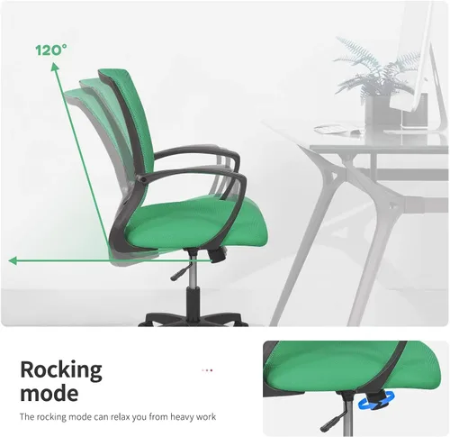 Vista 3 de Silla de oficina ergonómica silla de oficina silla de escritorio de malla con soporte de espalda media y apoyabrazos, silla de computadora giratoria