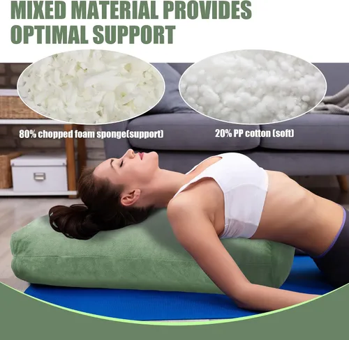 Vista 3 de HOMBYS Almohada de espuma triturada para yoga y meditación restaurativa, versátil almohada de apoyo de yoga rectangular de alta calidad con funda