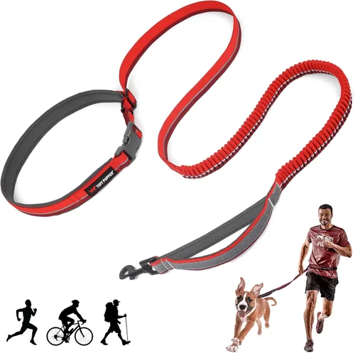 Vista 10 de Correa de perro Tuff Pupper con manos libres de longitud ajustable Ligera para correr, trotar, caminar Cinturón acolchado (61-127 cm) Se
