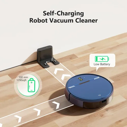 Vista 4 de Robot aspirador, aspiradora robótica inteligente conectada por Wi-Fi, control de aplicación, compatible con Alexa y Google Assistant, robot
