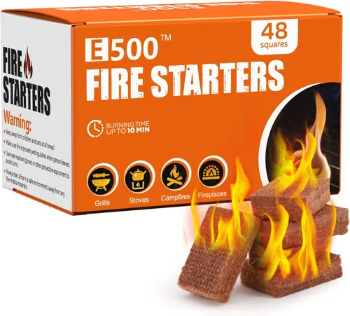 Vista 12 de E500 Arrancador de fuego, cuadrados para barbacoa, fogata, chimenea, estufa de leña, chimenea, hoguera, parrilla, 32 cubos para uso en interiores