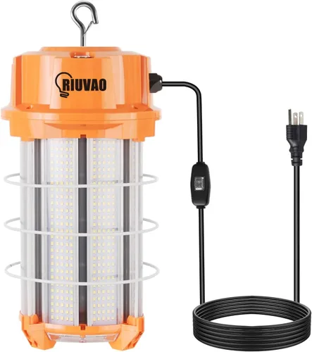 Vista 9 de Luz de trabajo temporal LED de 60W, luces de construcción súper brillantes de 9000 lm 5000K con 4 paneles de luz ajustables, luz de trabajo LED IP67